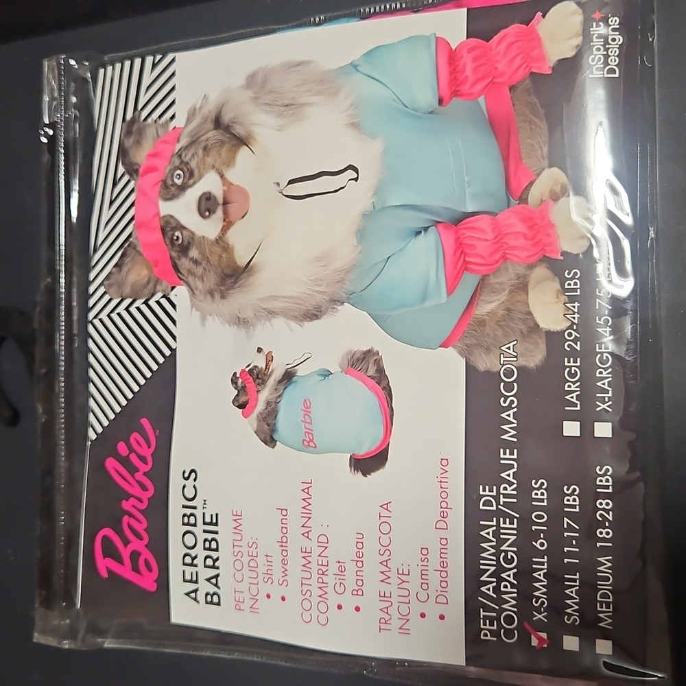 BARBIE AEROBICS BARBIE PET COSTUME: NEW WITH TAGS: SIZE XS (6-10 LBS)